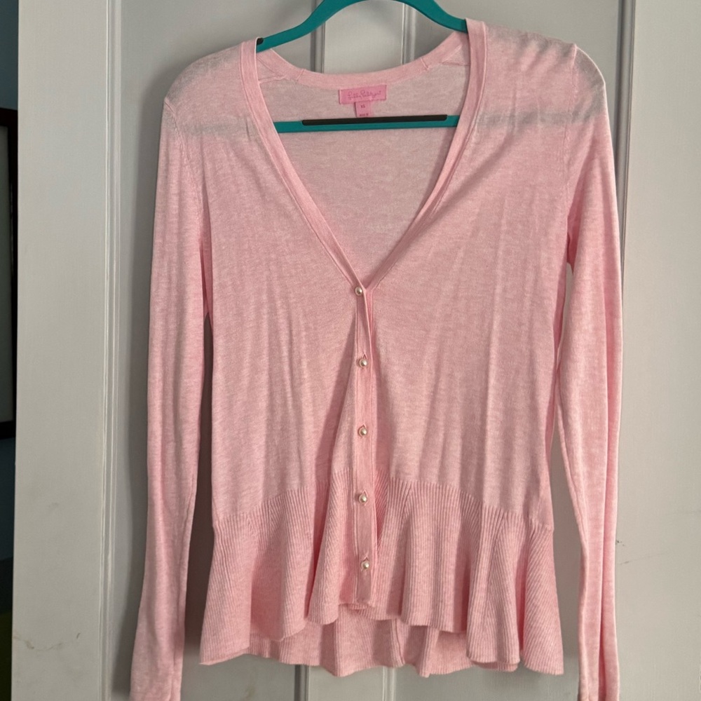 Lilly Pulitzer Pink Cardigan Pearl Buttons